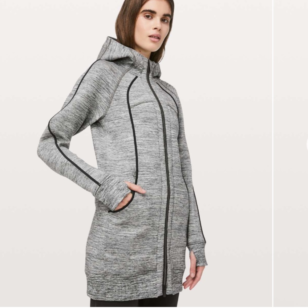 Lululemon Long For It Jacket Heathered Space Dyed Black Slub 4 XS